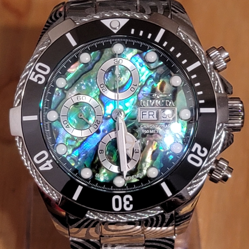 Invicta Bolt Automatic Men's Watch - 47mm, Damascus Steel 27489 (Abalone Dial)